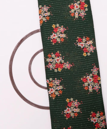 bottle green digital print georgette silk sequin embroidery fabric